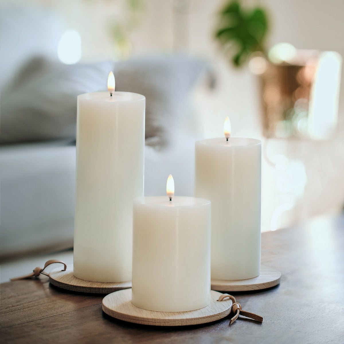 LED Nordic White Pillar Candles