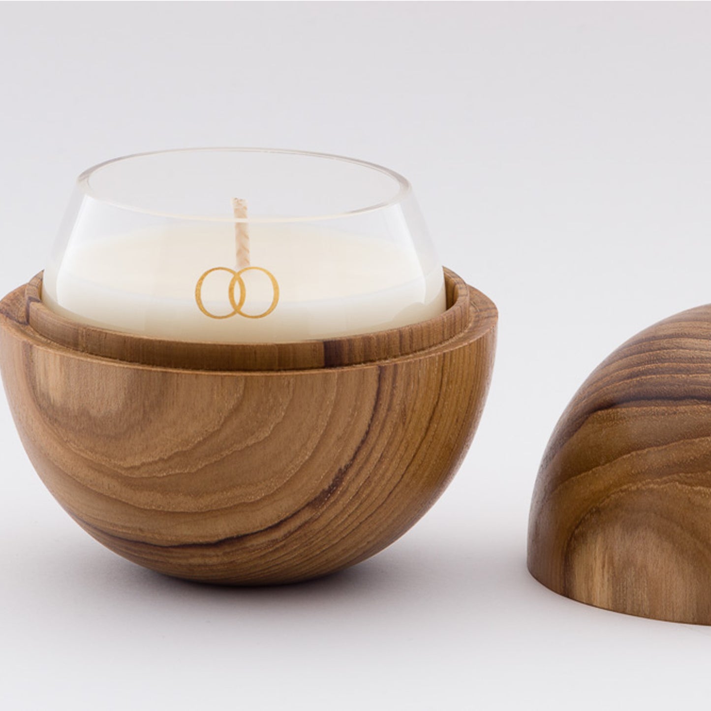 Teak Vessel and Candle set