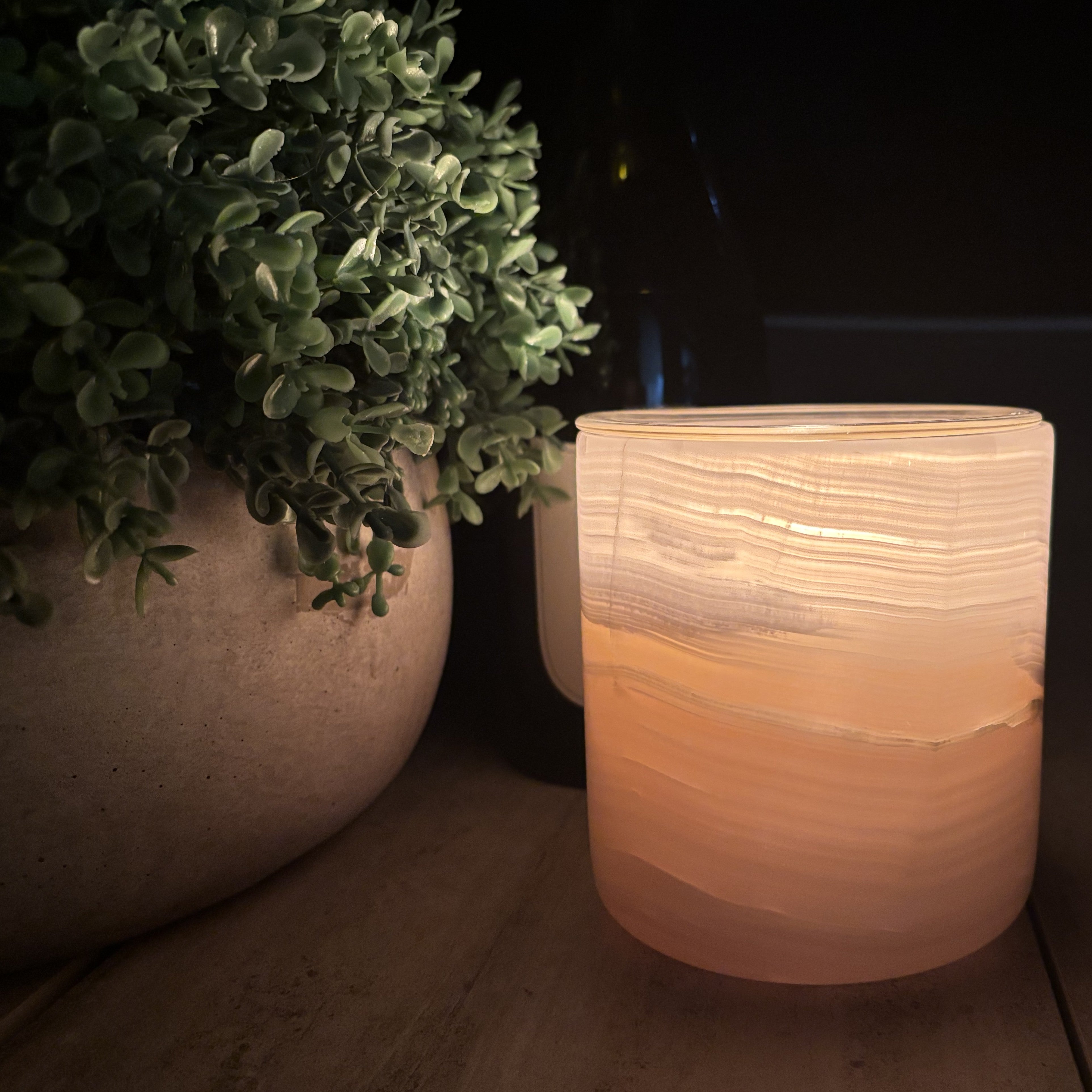 Pink Onyx Candle Vessel