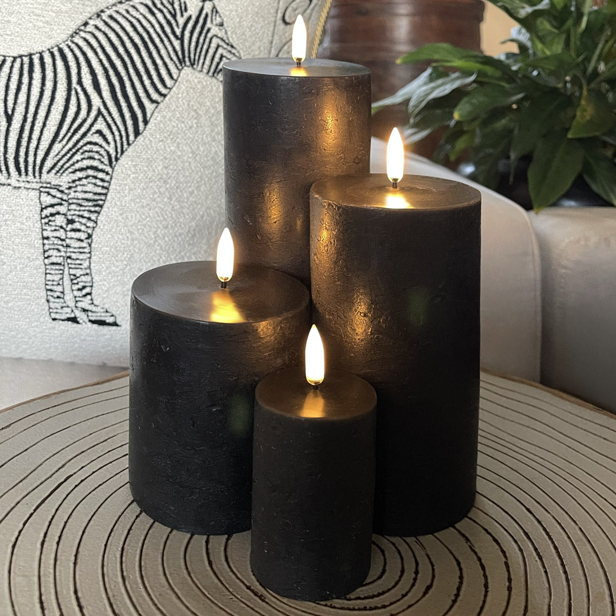 LED Matte Black Pillar Candles