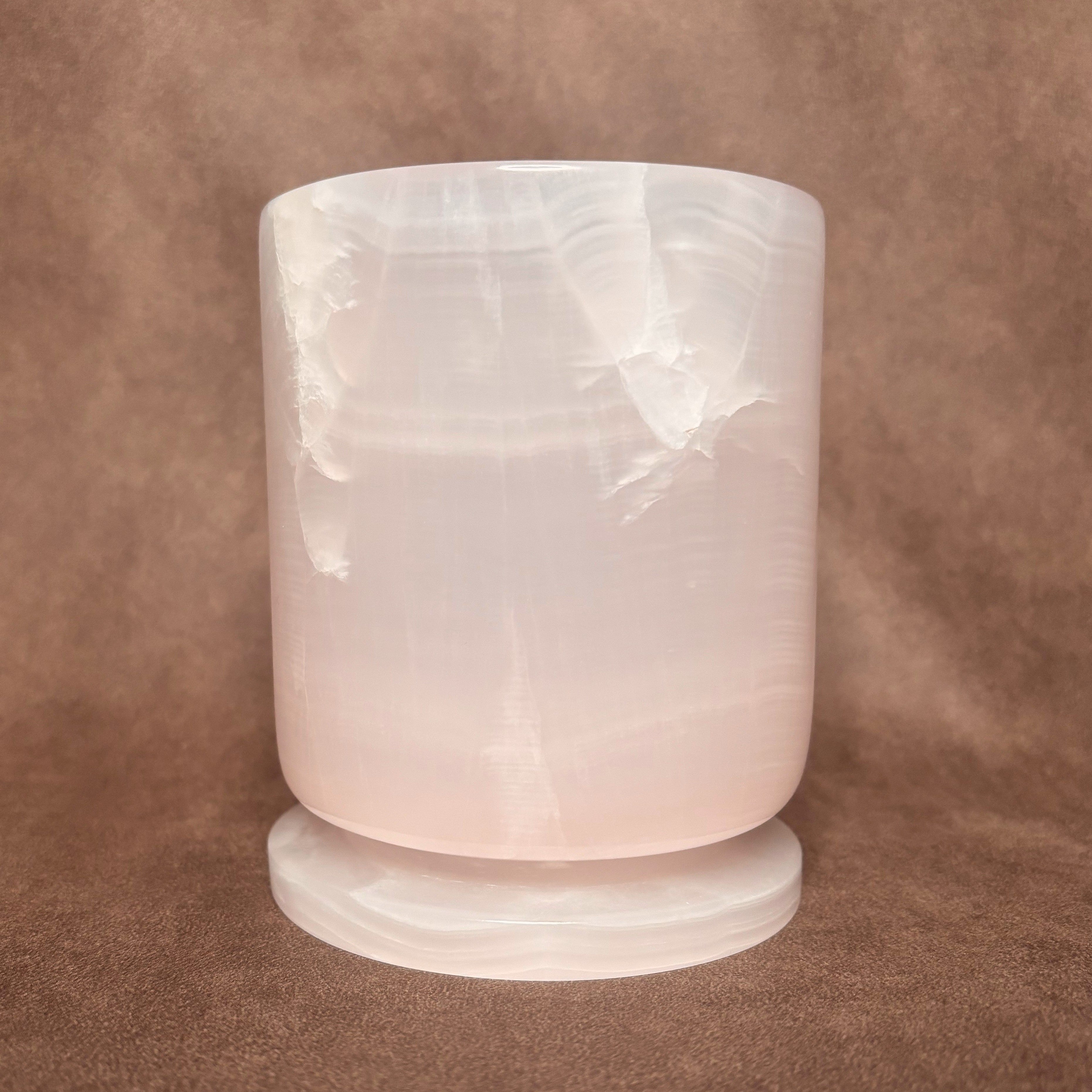 Pink Onyx Candle Vessel