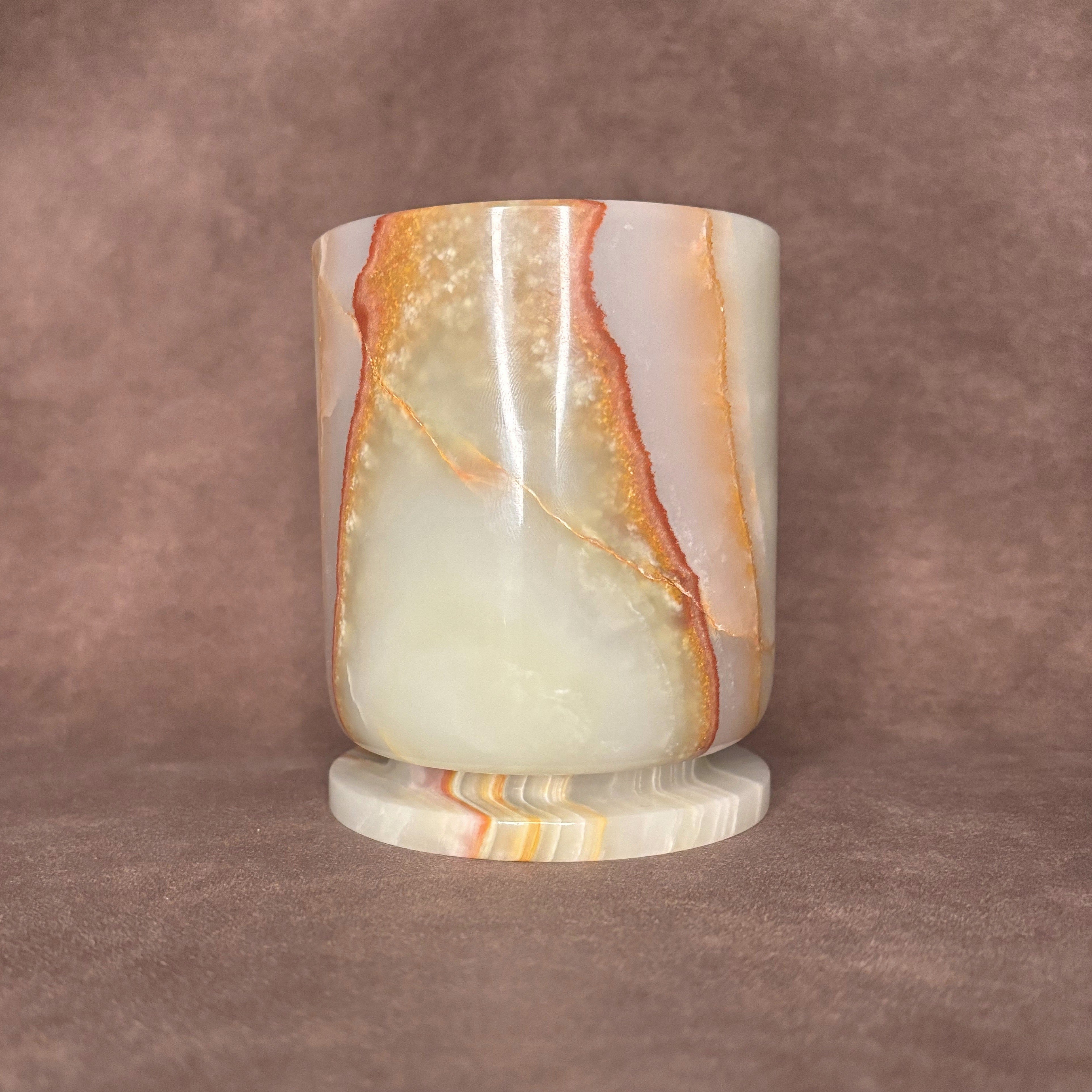 Green Onyx Candle Vessel